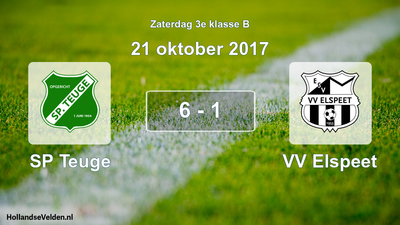 Total number of matches played: SP Teuge - VV Elspeet 6 - 1 (21 October 2017)