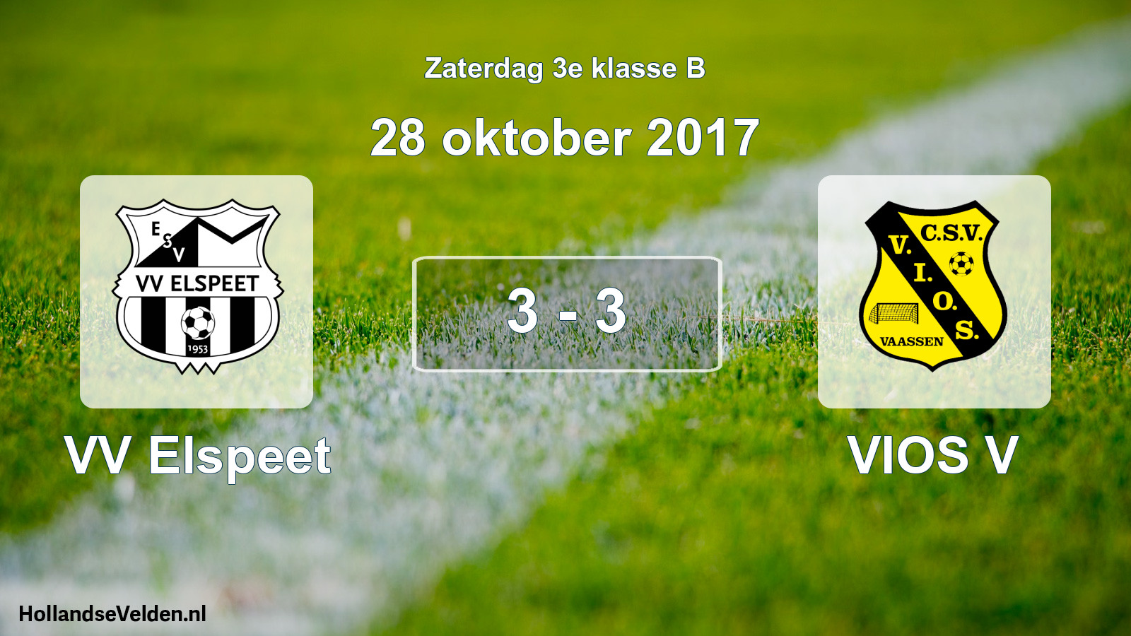 Total number of matches played: VV Elspeet - VIOS V 3 - 3 (28 October 2017)