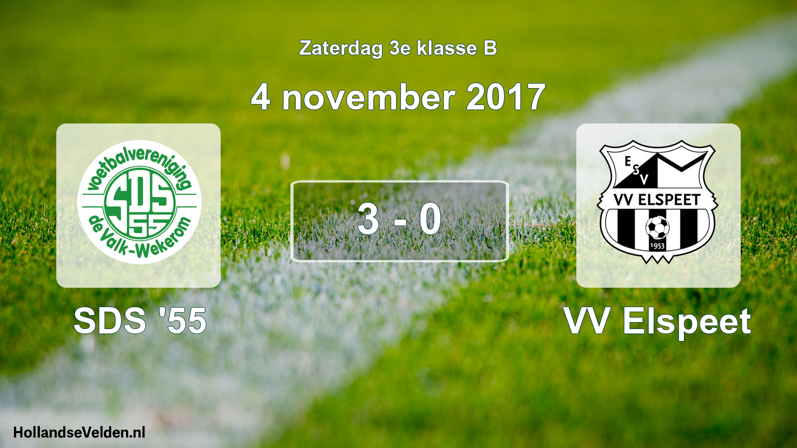 Total number of matches played: SDS '55 - VV Elspeet 3 - 0 (4 November 2017)