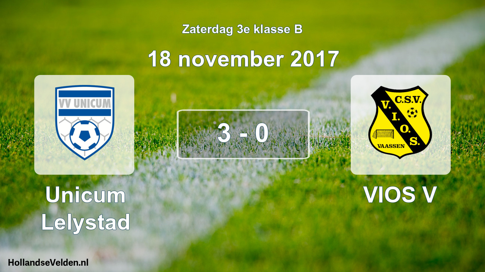 Total number of matches played: Unicum Lelystad - VIOS V 3 - 0 (18 November 2017)