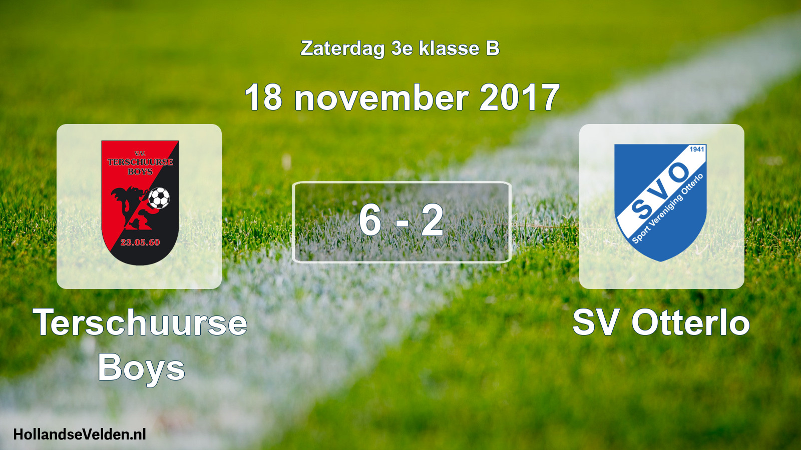 Total number of matches played: Terschuurse Boys - SV Otterlo 6 - 2 (18 November 2017)