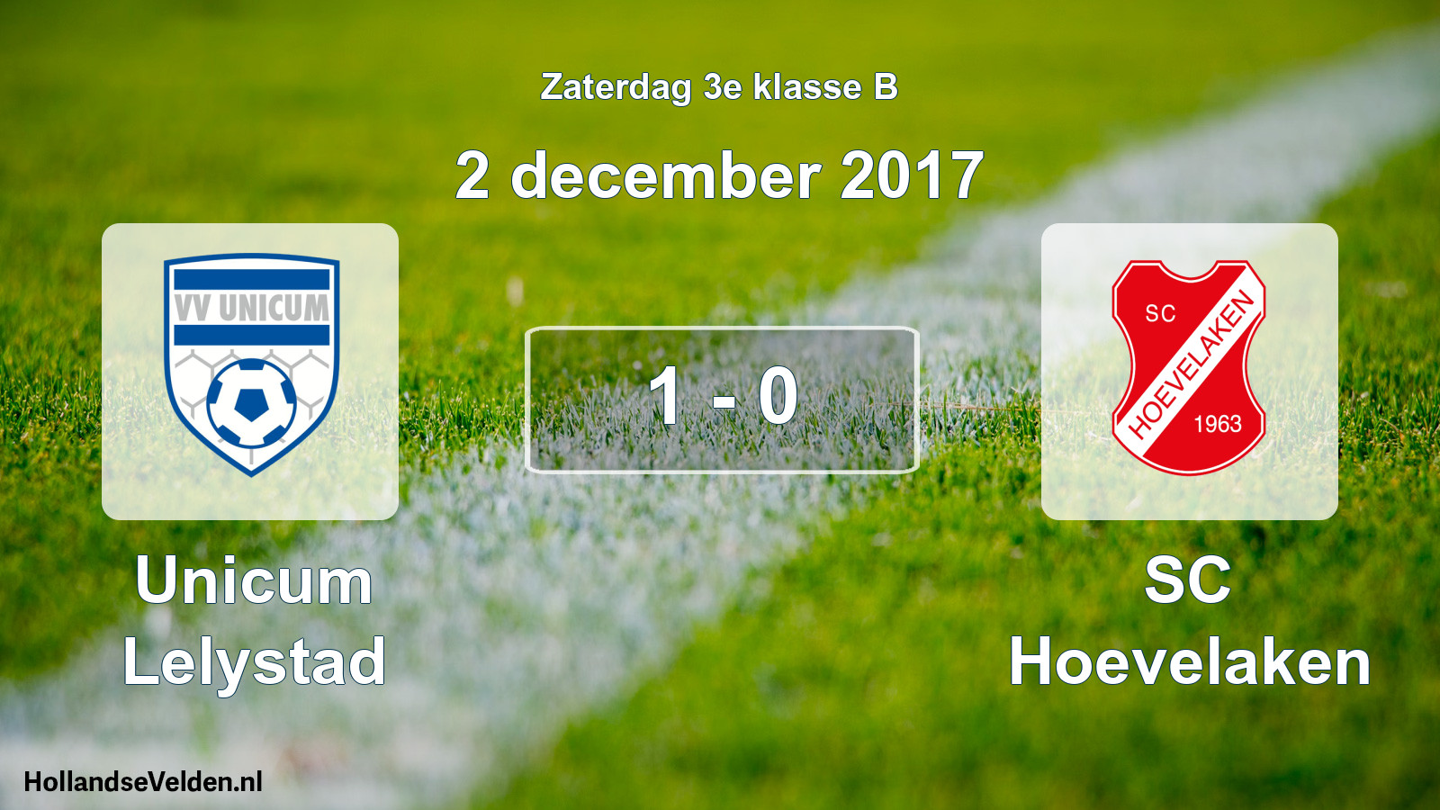Total number of matches played: Unicum Lelystad - SC Hoevelaken 1 - 0 (2 December 2017)