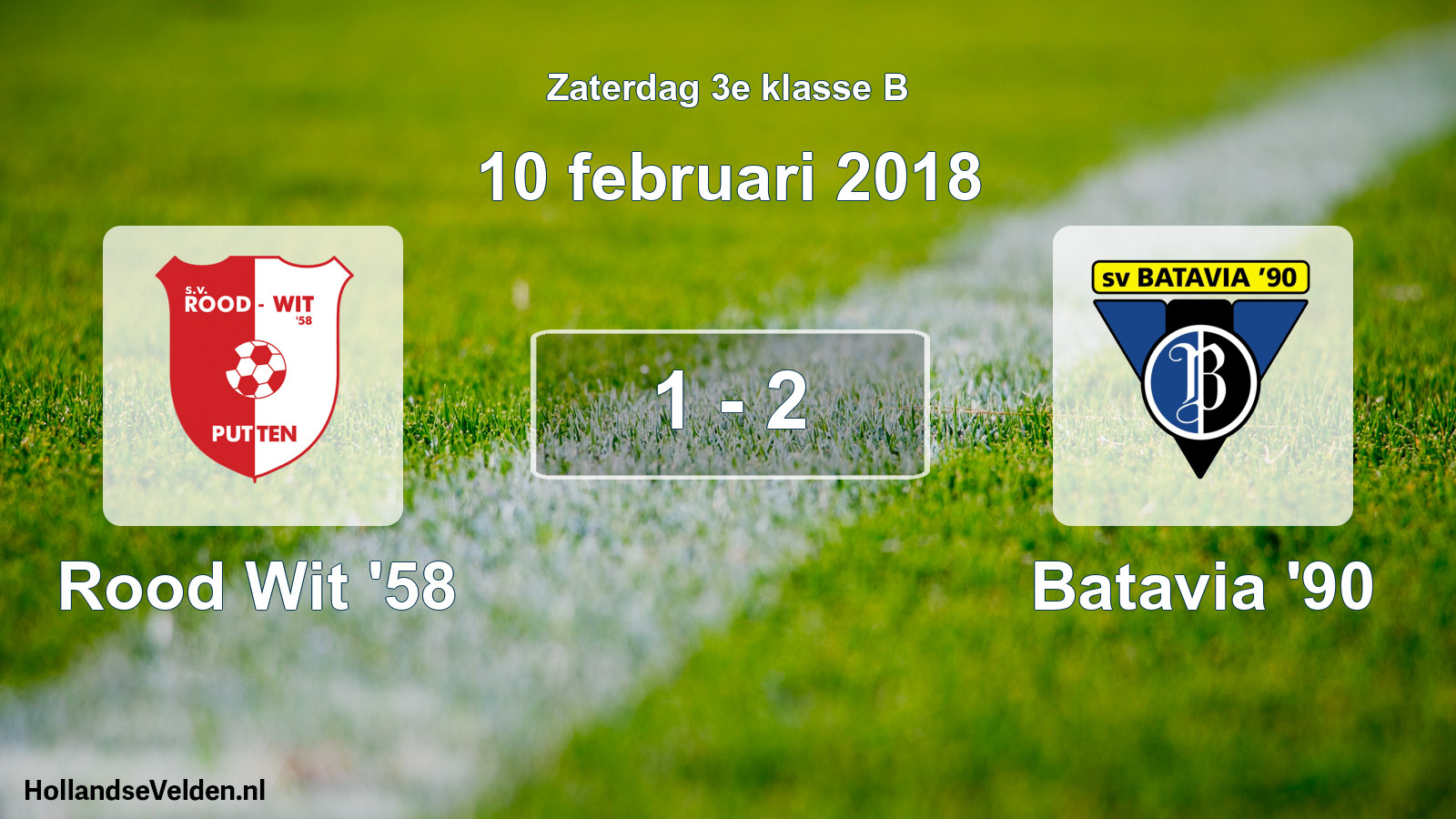 Total number of matches played: Rood Wit '58 - Batavia '90 1 - 2 (10 February 2018)