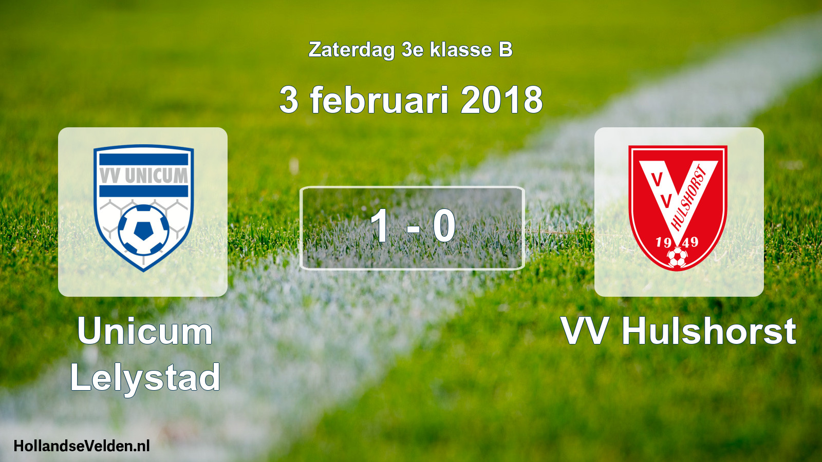 Total number of matches played: Unicum Lelystad - VV Hulshorst 1 - 0 (3 February 2018)