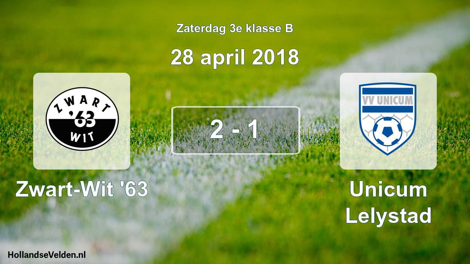 Total number of matches played: Zwart-Wit '63 - Unicum Lelystad 2 - 1 (28 April 2018)