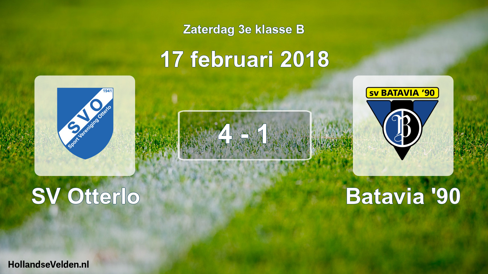 Total number of matches played: SV Otterlo - Batavia '90 4 - 1 (17 February 2018)