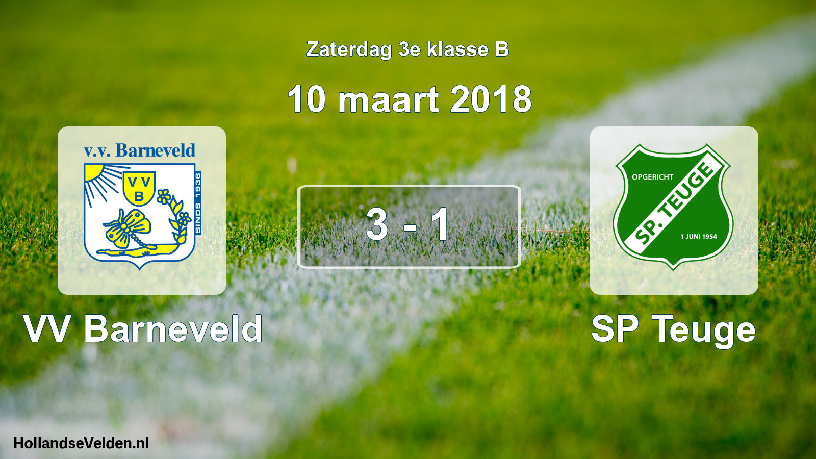 Total number of matches played: VV Barneveld - SP Teuge 3 - 1 (10 March 2018)