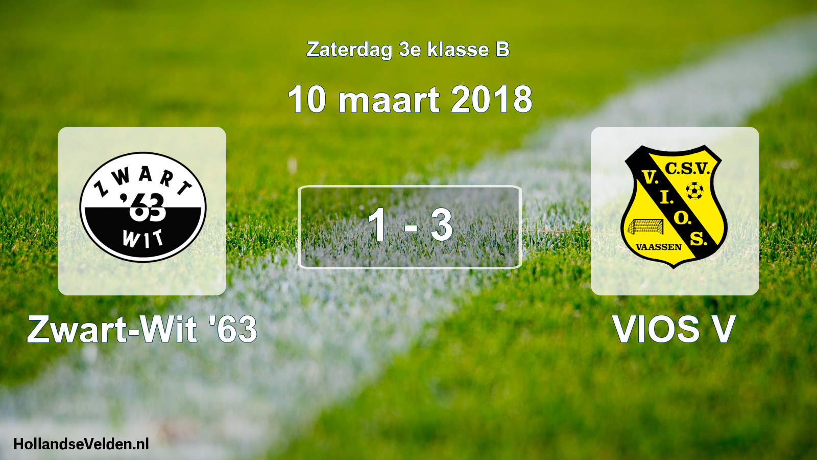 Total number of matches played: Zwart-Wit '63 - VIOS V 1 - 3 (10 March 2018)