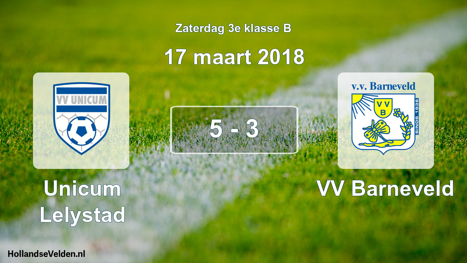Total number of matches played: Unicum Lelystad - VV Barneveld 5 - 3 (17 March 2018)