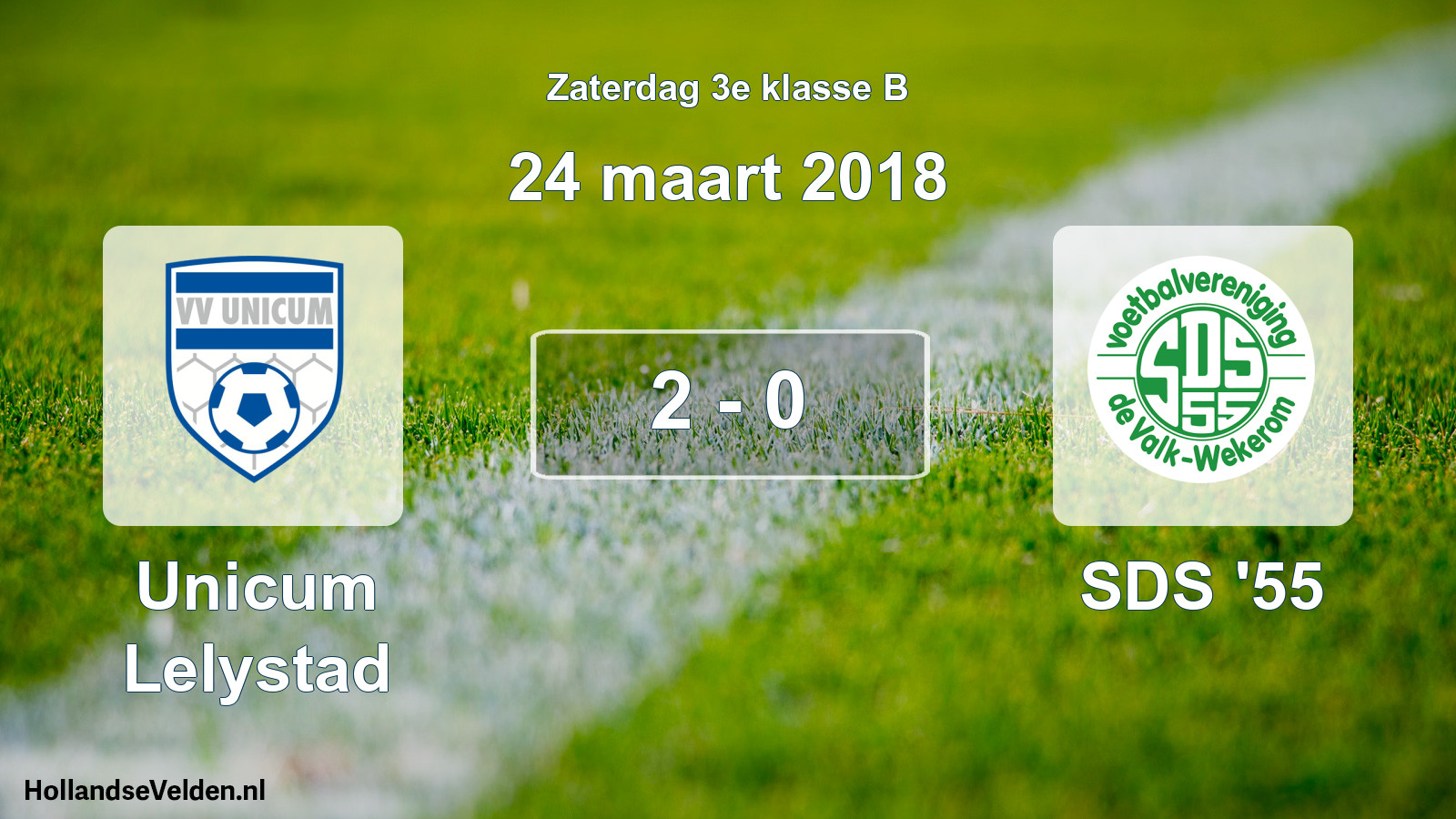 Total number of matches played: Unicum Lelystad - SDS '55 2 - 0 (24 March 2018)