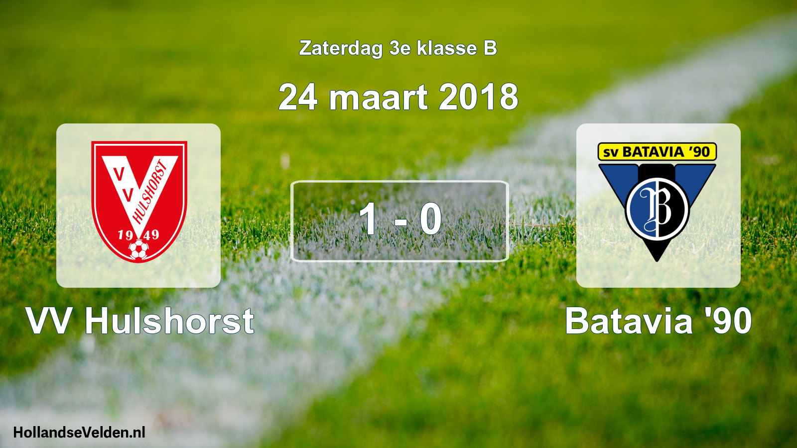 Total number of matches played: VV Hulshorst - Batavia '90 1 - 0 (24 March 2018)