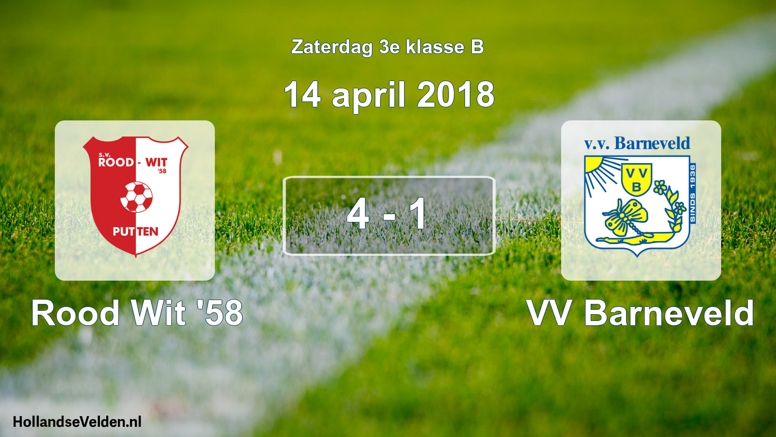 Total number of matches played: Rood Wit '58 - VV Barneveld 4 - 1 (14 April 2018)