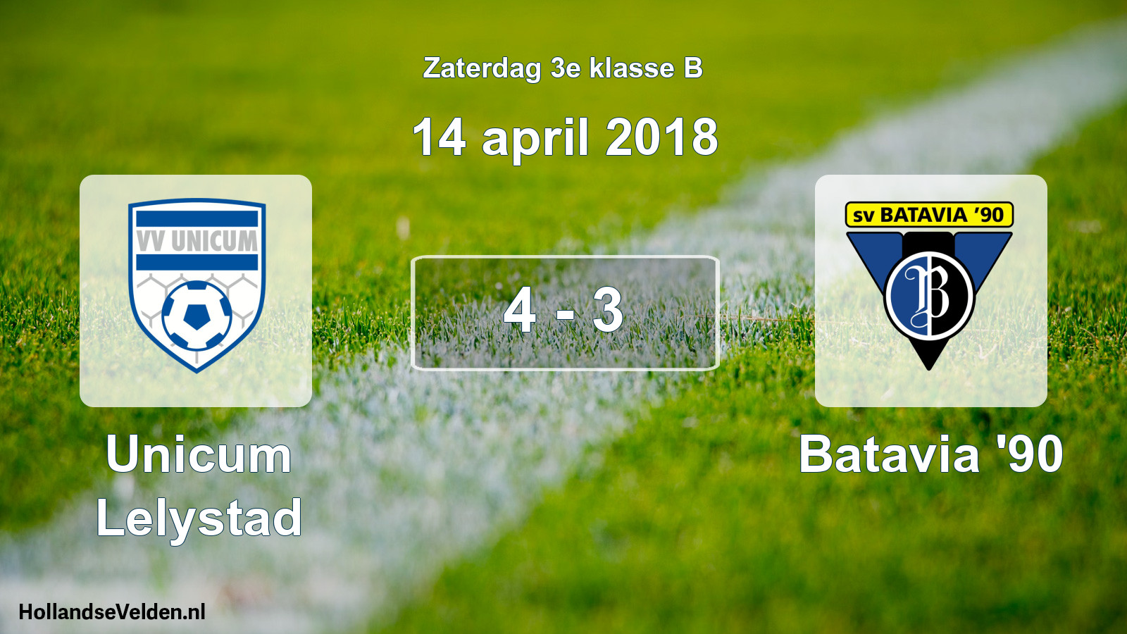 Total number of matches played: Unicum Lelystad - Batavia '90 4 - 3 (14 April 2018)