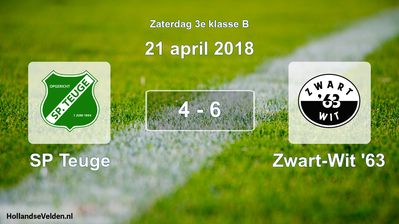 Total number of matches played: SP Teuge - Zwart-Wit '63 4 - 6 (21 April 2018)