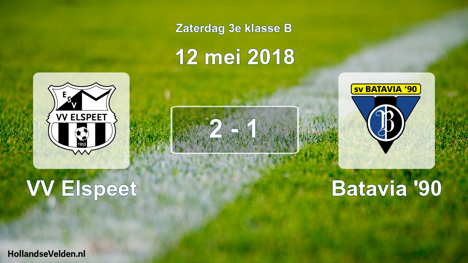 Total number of matches played: VV Elspeet - Batavia '90 2 - 1 (12 May 2018)