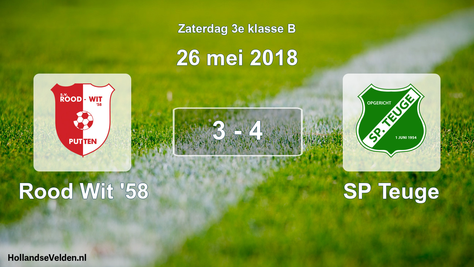 Total number of matches played: Rood Wit '58 - SP Teuge 3 - 4 (26 May 2018)