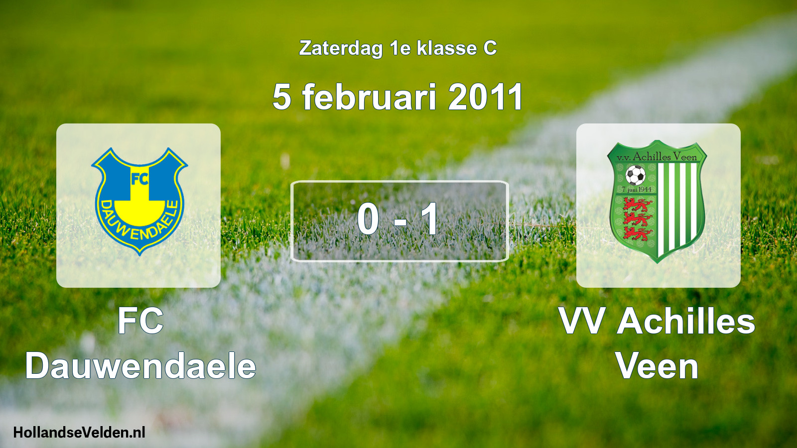 Total number of matches played: FC Dauwendaele - VV Achilles Veen 0 - 1 (5 February 2011)