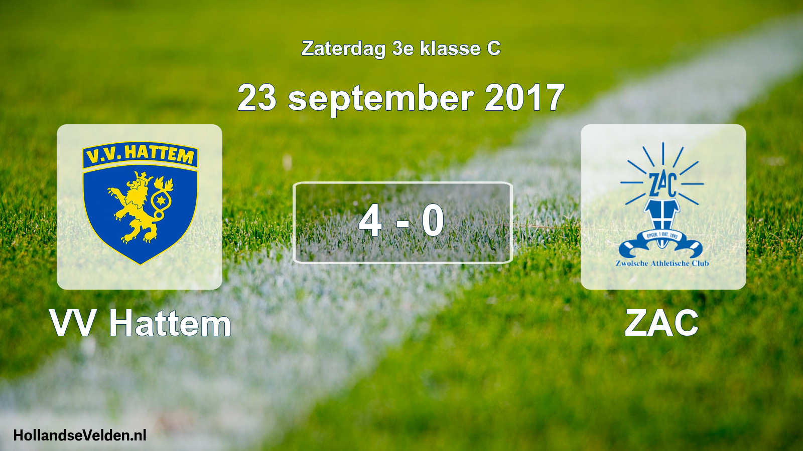Total number of matches played: VV Hattem - ZAC 4 - 0 (23 September 2017)