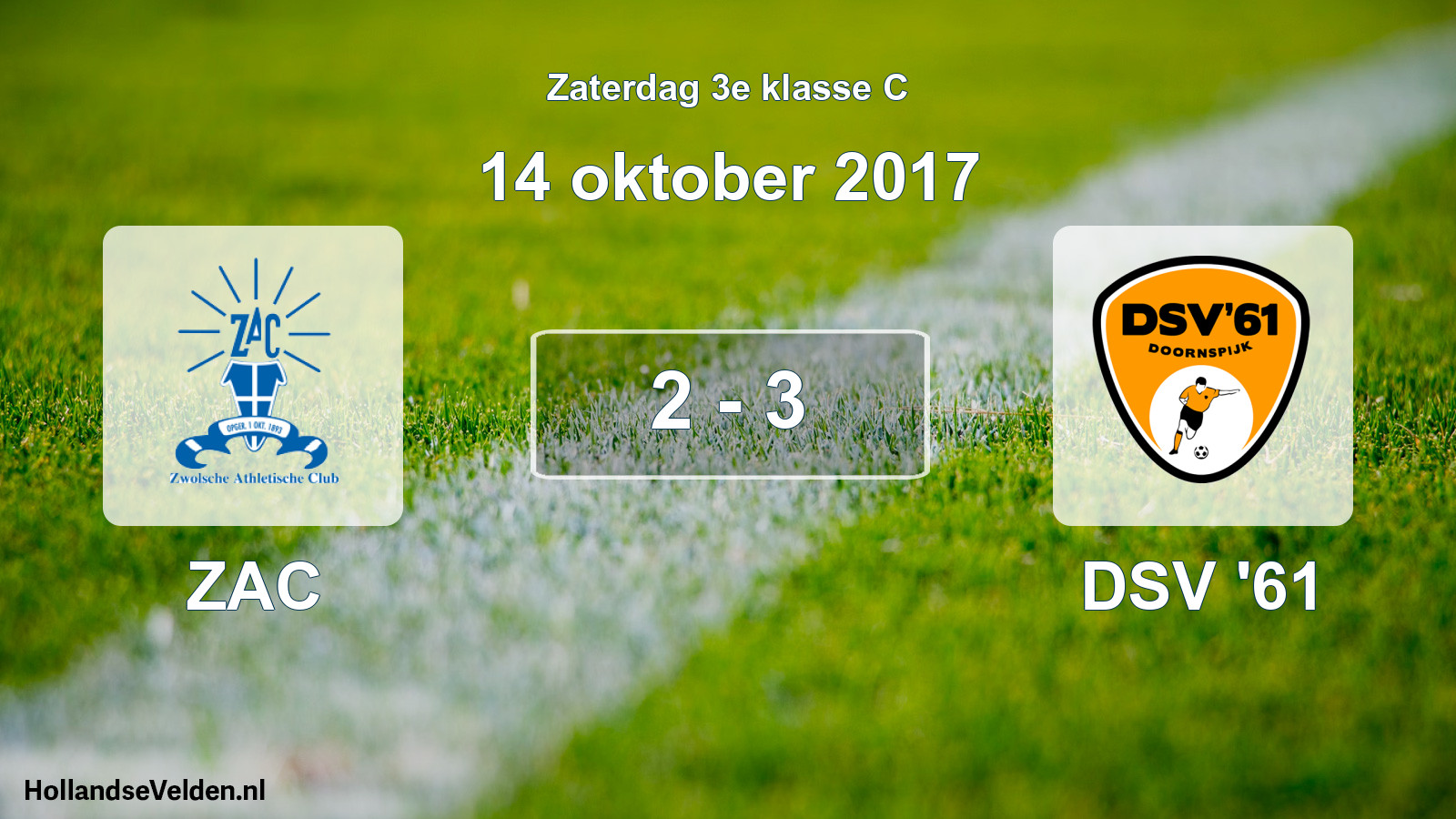 Total number of matches played: ZAC - DSV '61 2 - 3 (14 October 2017)