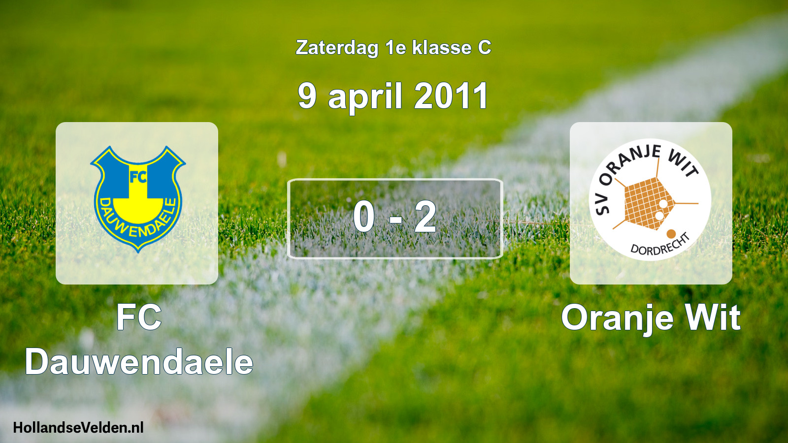Total number of matches played: FC Dauwendaele - Oranje Wit 0 - 2 (9 April 2011)