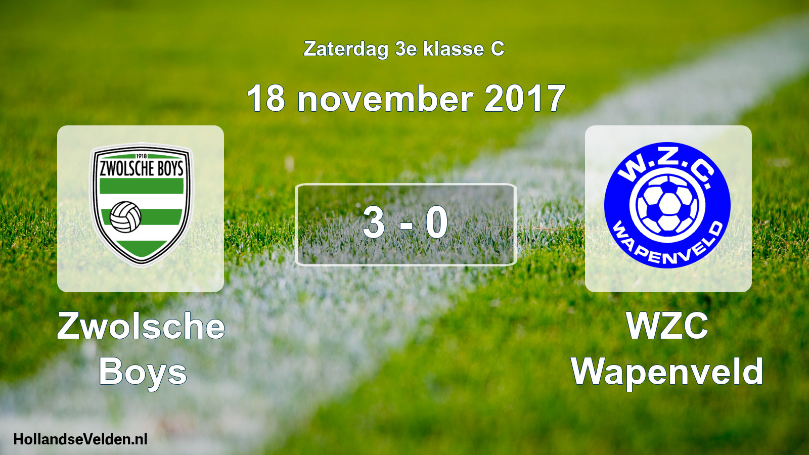 Total number of matches played: Zwolsche Boys - WZC Wapenveld 3 - 0 (18 November 2017)