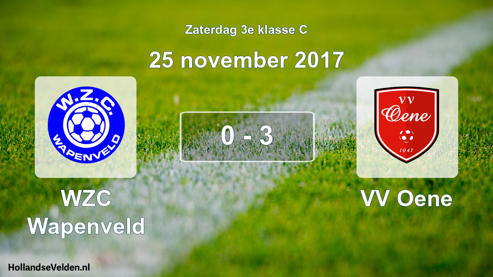 Total number of matches played: WZC Wapenveld - VV Oene 0 - 3 (25 November 2017)