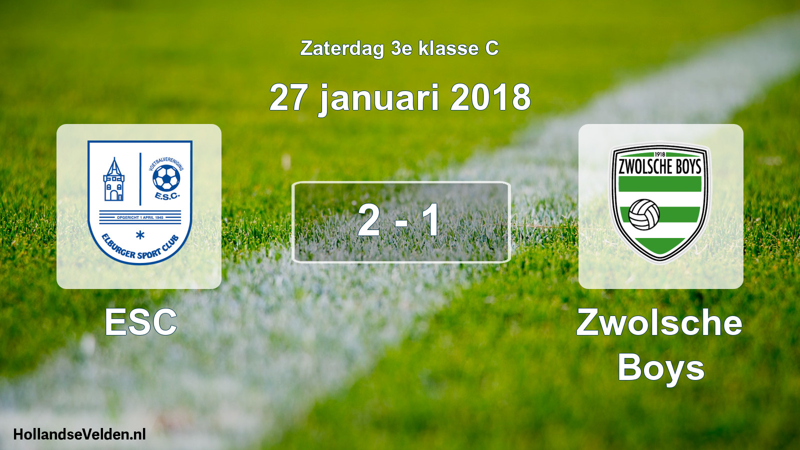 Total number of matches played: ESC - Zwolsche Boys 2 - 1 (27 January 2018)