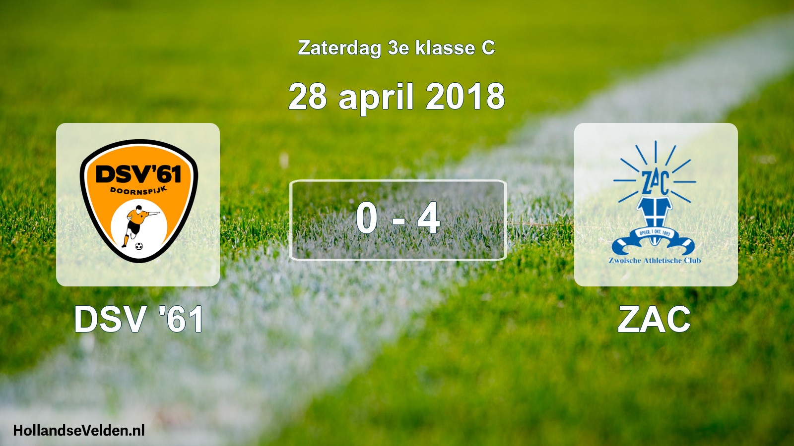Total number of matches played: DSV '61 - ZAC 0 - 4 (28 April 2018)