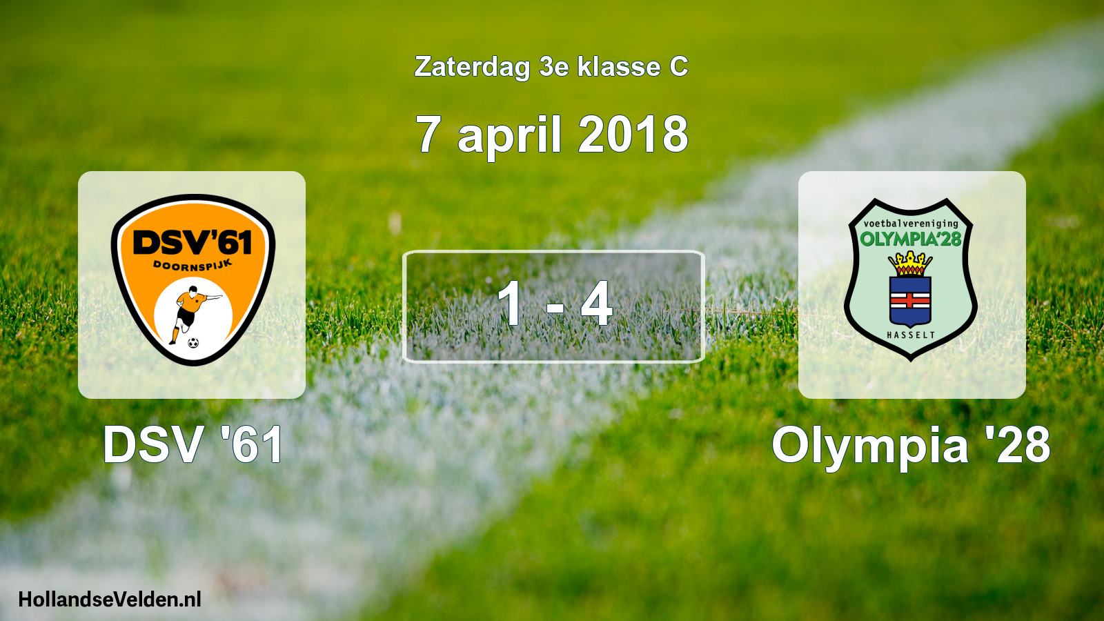 Total number of matches played: DSV '61 - Olympia '28 1 - 4 (7 April 2018)