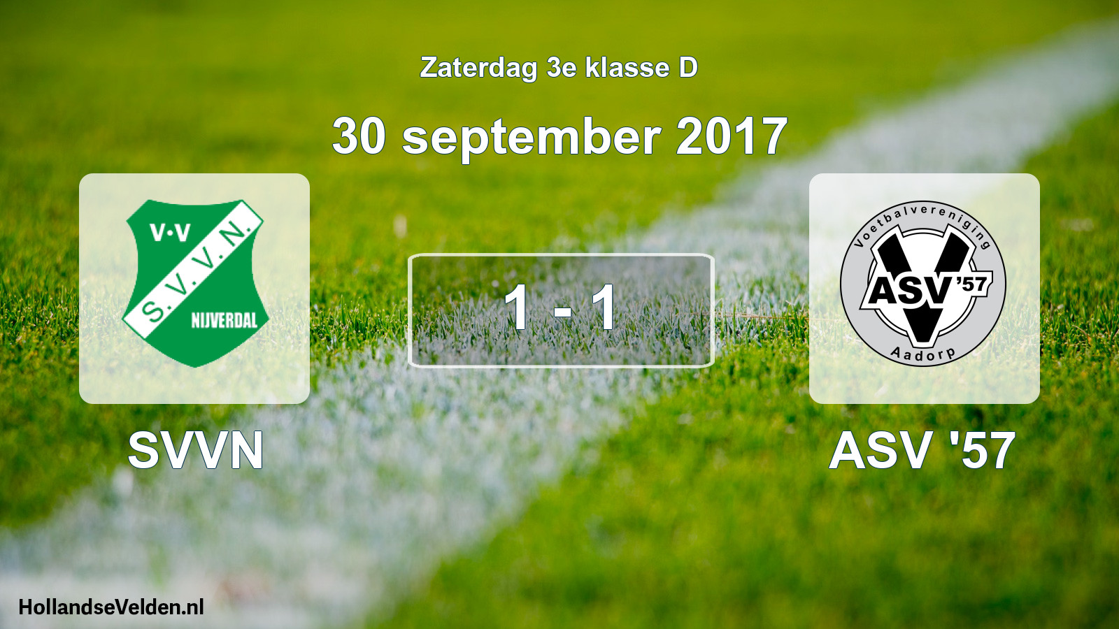 Total number of matches played: SVVN - ASV '57 1 - 1 (30 September 2017)
