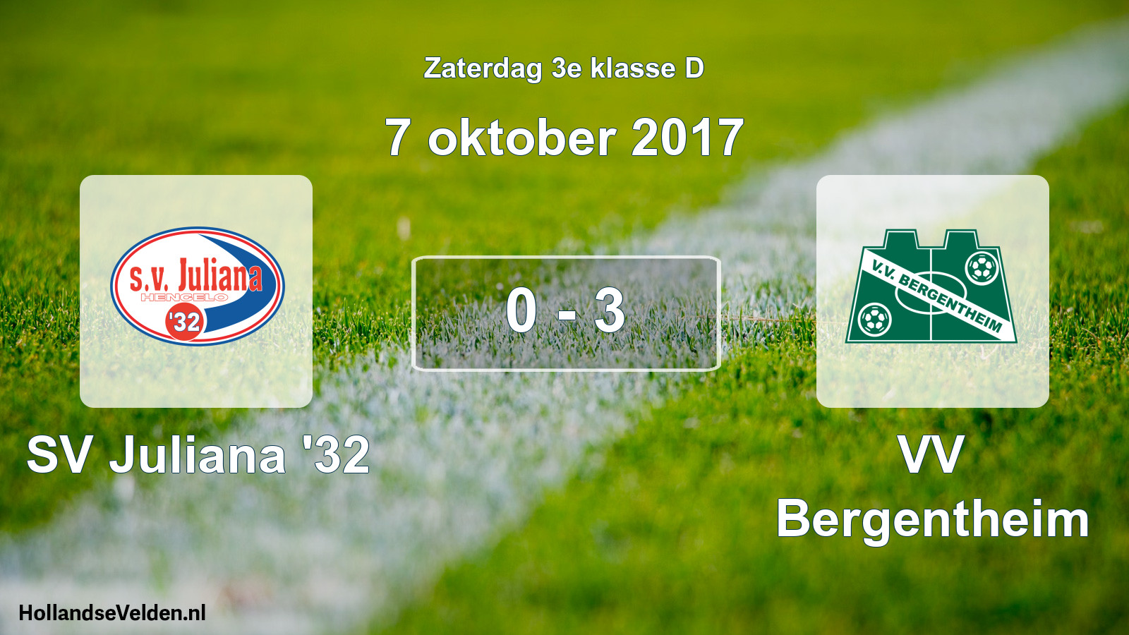 Total number of matches played: SV Juliana '32 - VV Bergentheim 0 - 3 (7 October 2017)