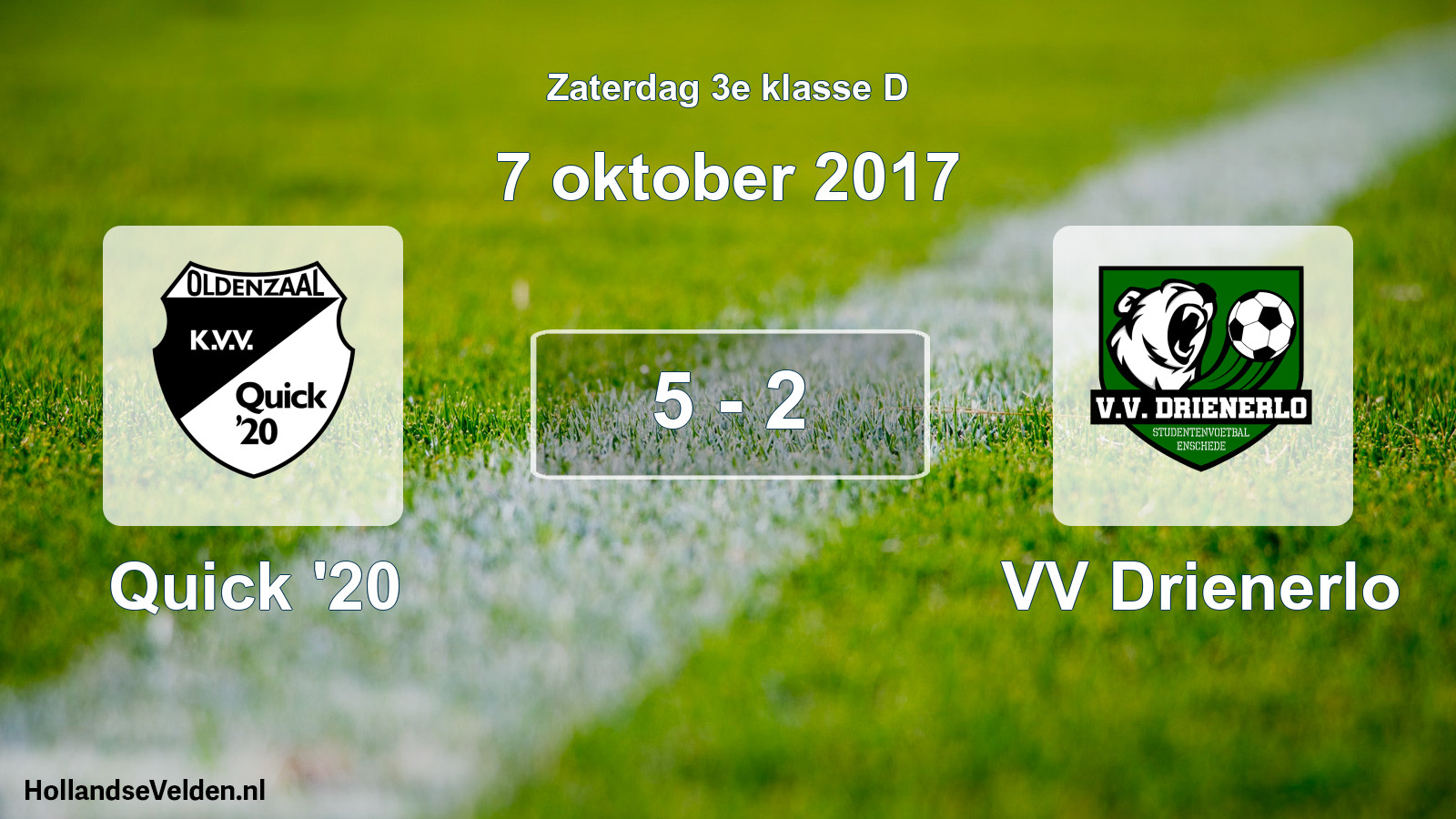 Total number of matches played: Quick '20 - VV Drienerlo 5 - 2 (7 October 2017)