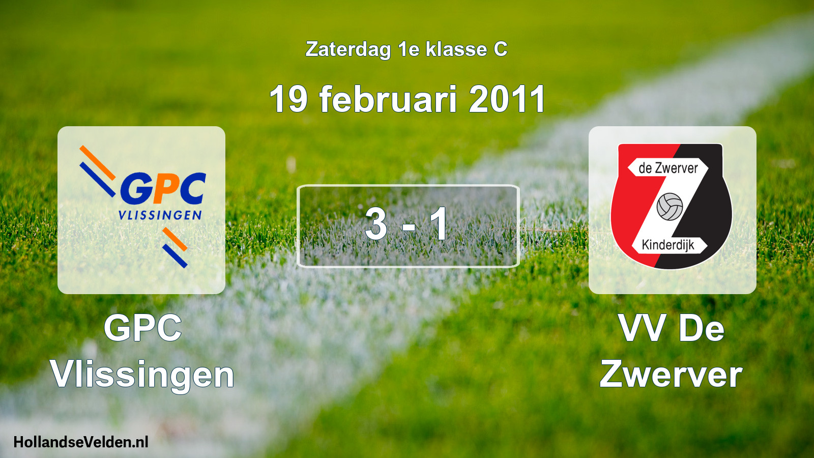 Total number of matches played: GPC Vlissingen - VV De Zwerver 3 - 1 (19 February 2011)