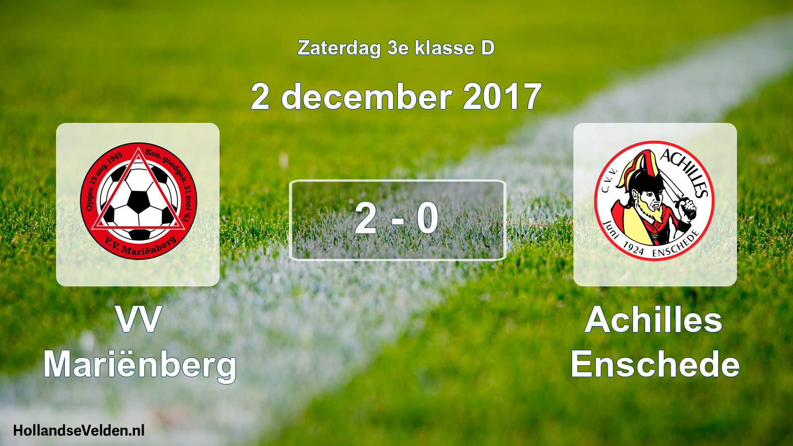 Total number of matches played: VV Mariënberg - Achilles Enschede 2 - 0 (2 December 2017)
