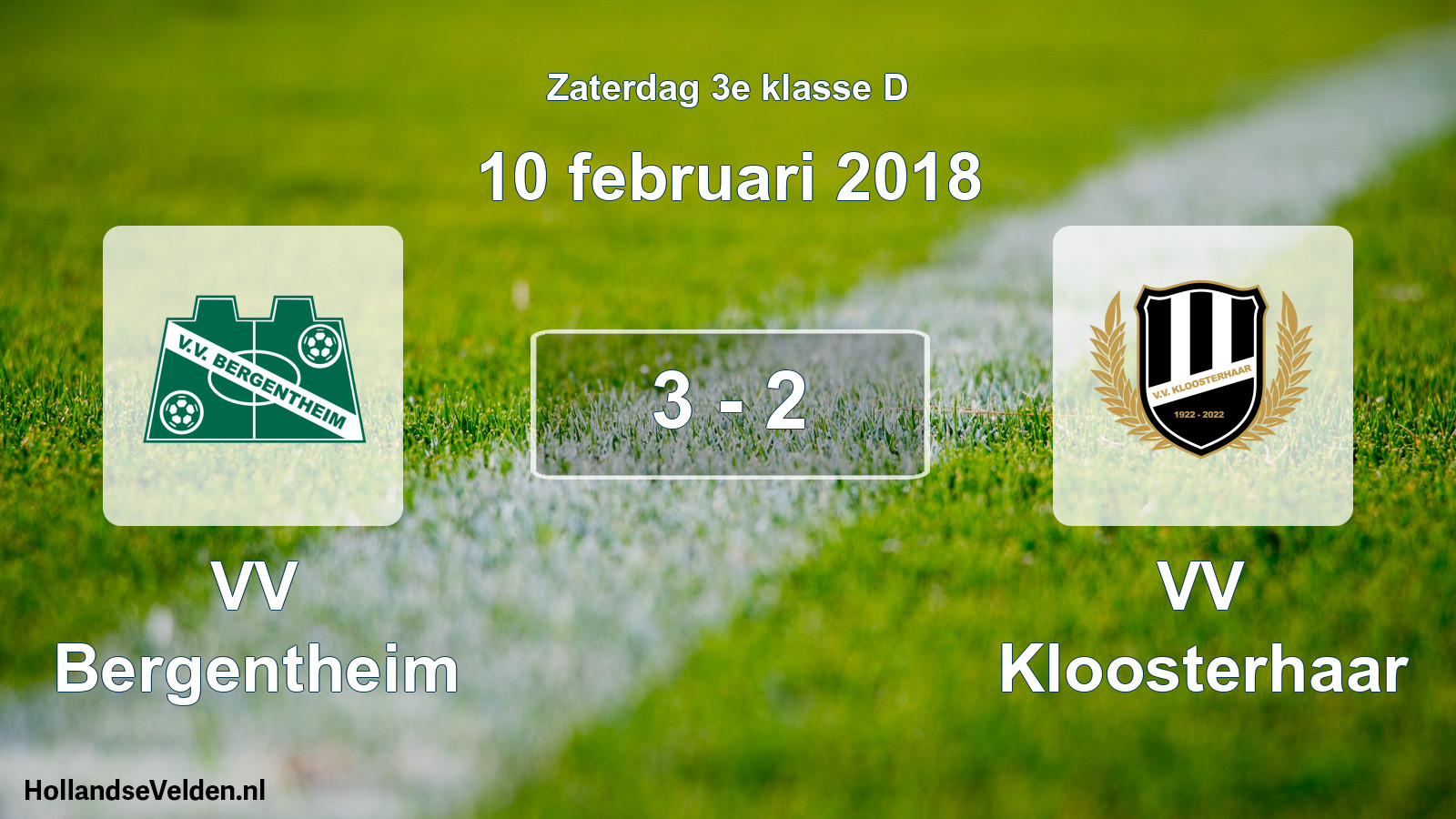 Total number of matches played: VV Bergentheim - VV Kloosterhaar 3 - 2 (10 February 2018)