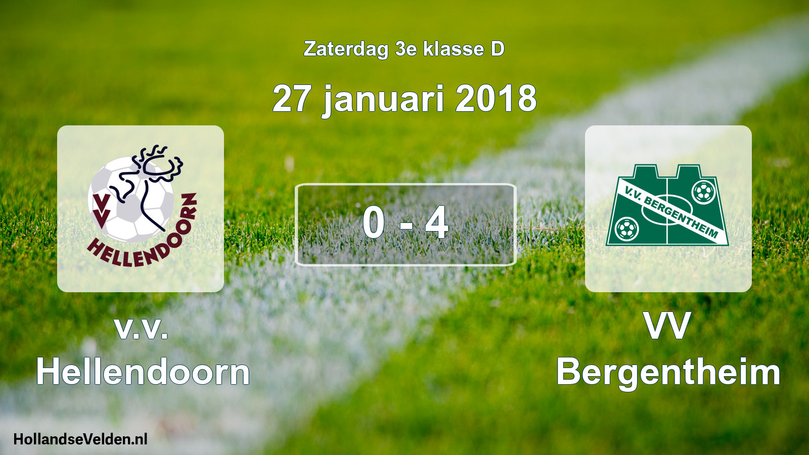 Total number of matches played: v.v. Hellendoorn - VV Bergentheim 0 - 4 (27 January 2018)