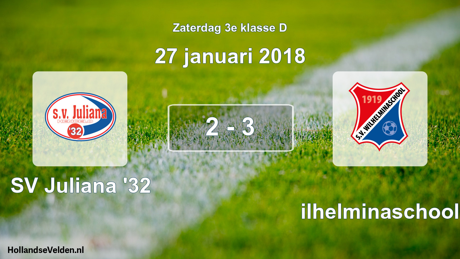 Total number of matches played: SV Juliana '32 - Wilhelminaschool 2 - 3 (27 January 2018)