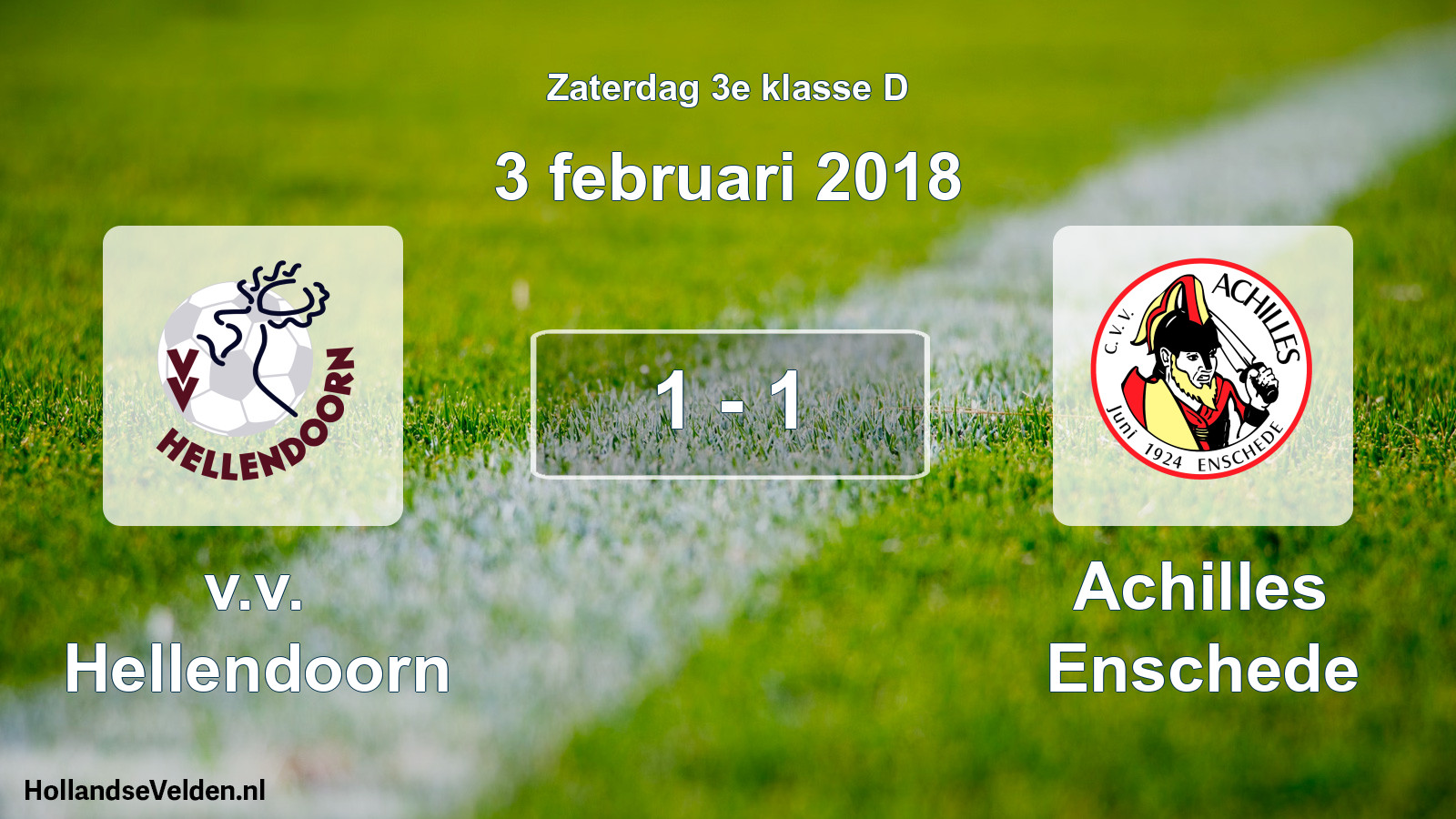Total number of matches played: v.v. Hellendoorn - Achilles Enschede 1 - 1 (3 February 2018)