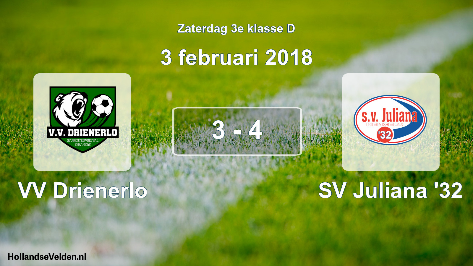 Total number of matches played: VV Drienerlo - SV Juliana '32 3 - 4 (3 February 2018)