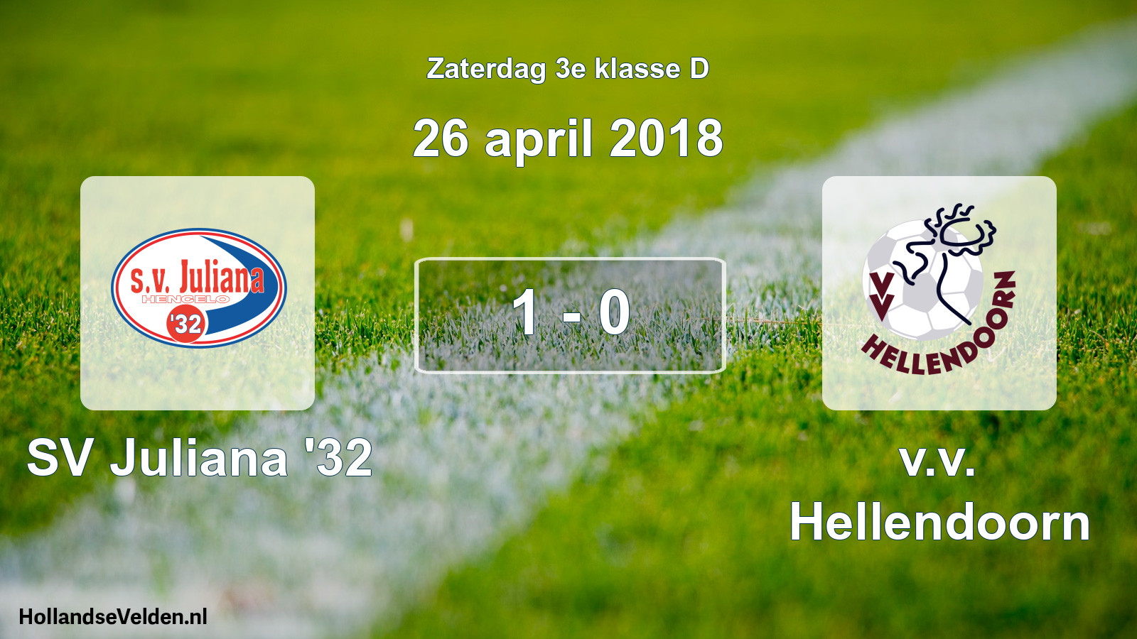 Total number of matches played: SV Juliana '32 - v.v. Hellendoorn 1 - 0 (26 April 2018)