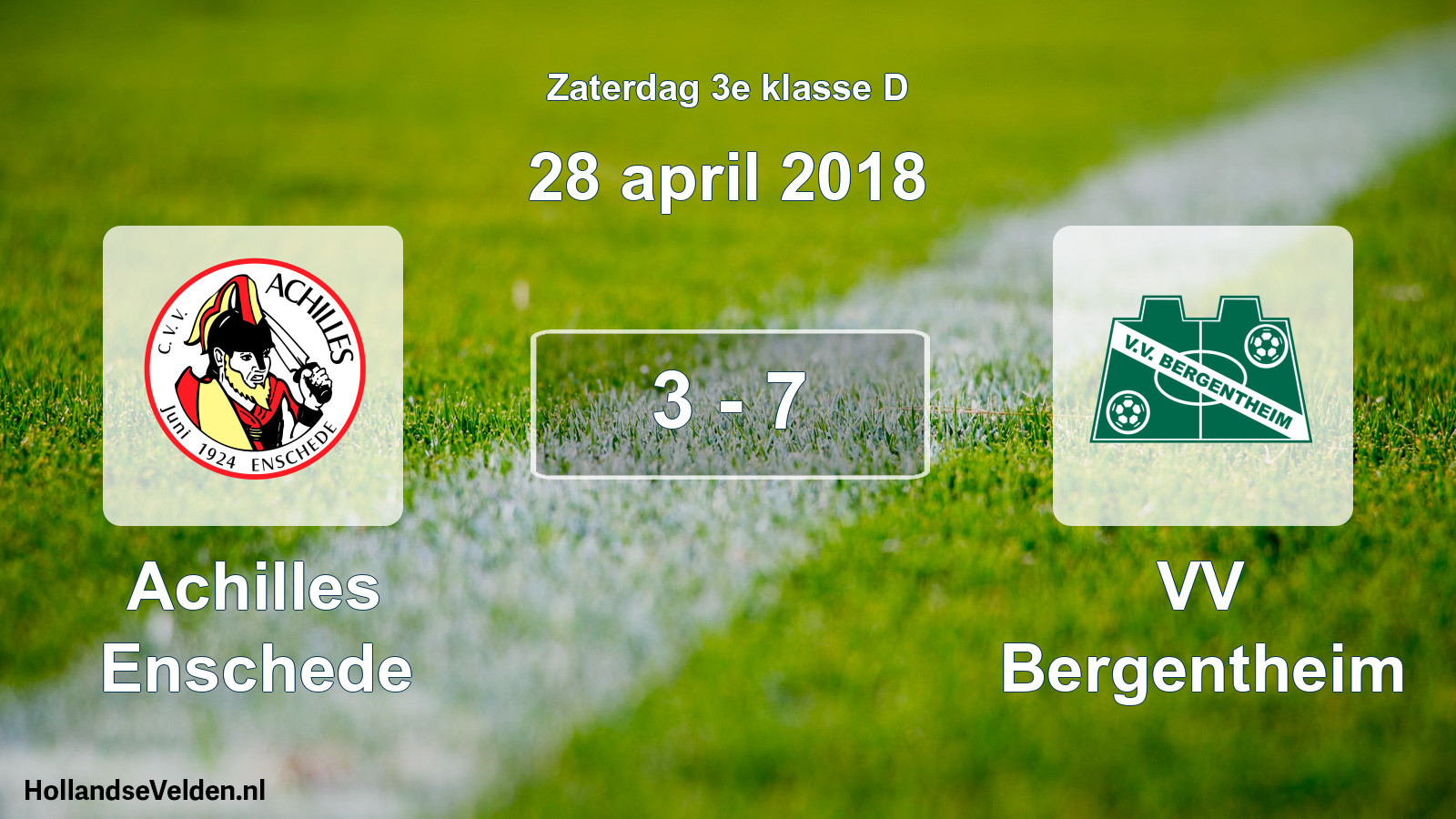 Total number of matches played: Achilles Enschede - VV Bergentheim 3 - 7 (28 April 2018)