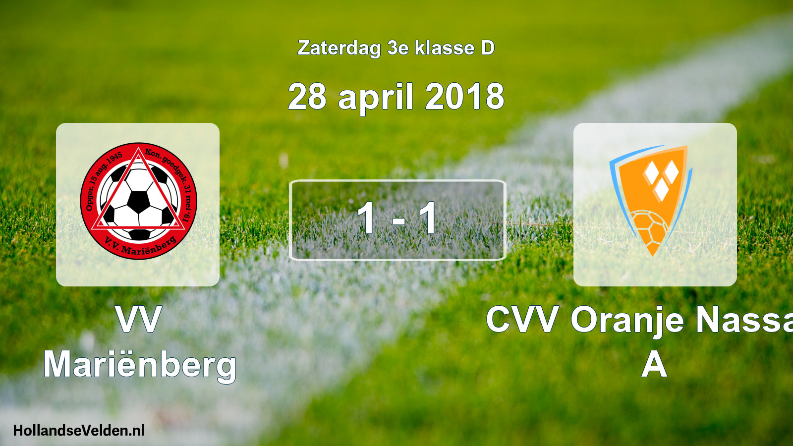 Total number of matches played: VV Mariënberg - CVV Oranje Nassau A 1 - 1 (28 April 2018)