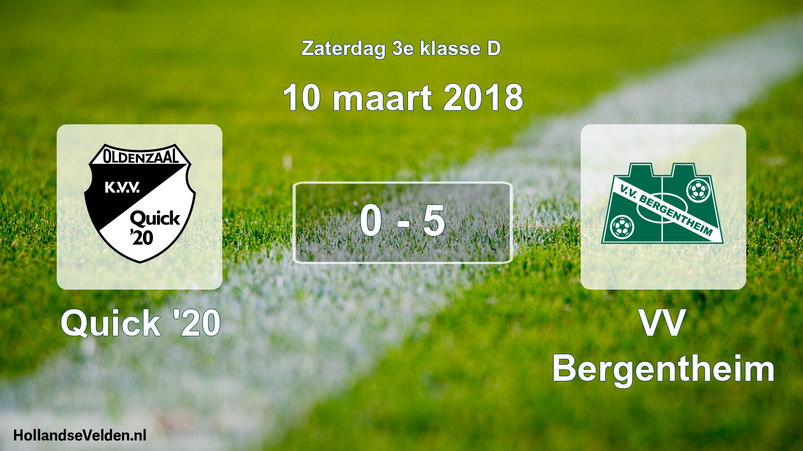 Total number of matches played: Quick '20 - VV Bergentheim 0 - 5 (10 March 2018)