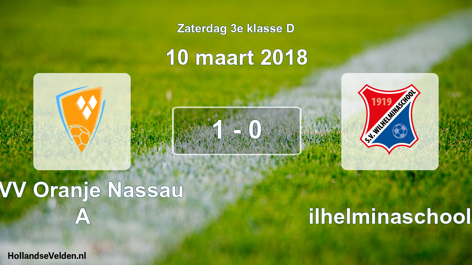 Total number of matches played: CVV Oranje Nassau A - Wilhelminaschool 1 - 0 (10 March 2018)