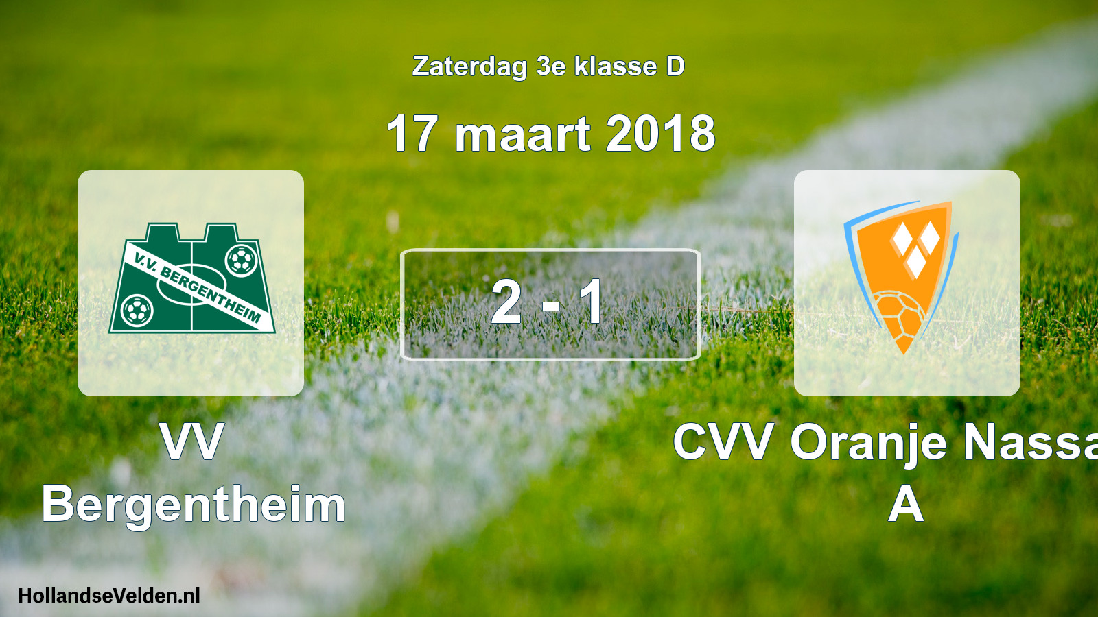 Total number of matches played: VV Bergentheim - CVV Oranje Nassau A 2 - 1 (17 March 2018)