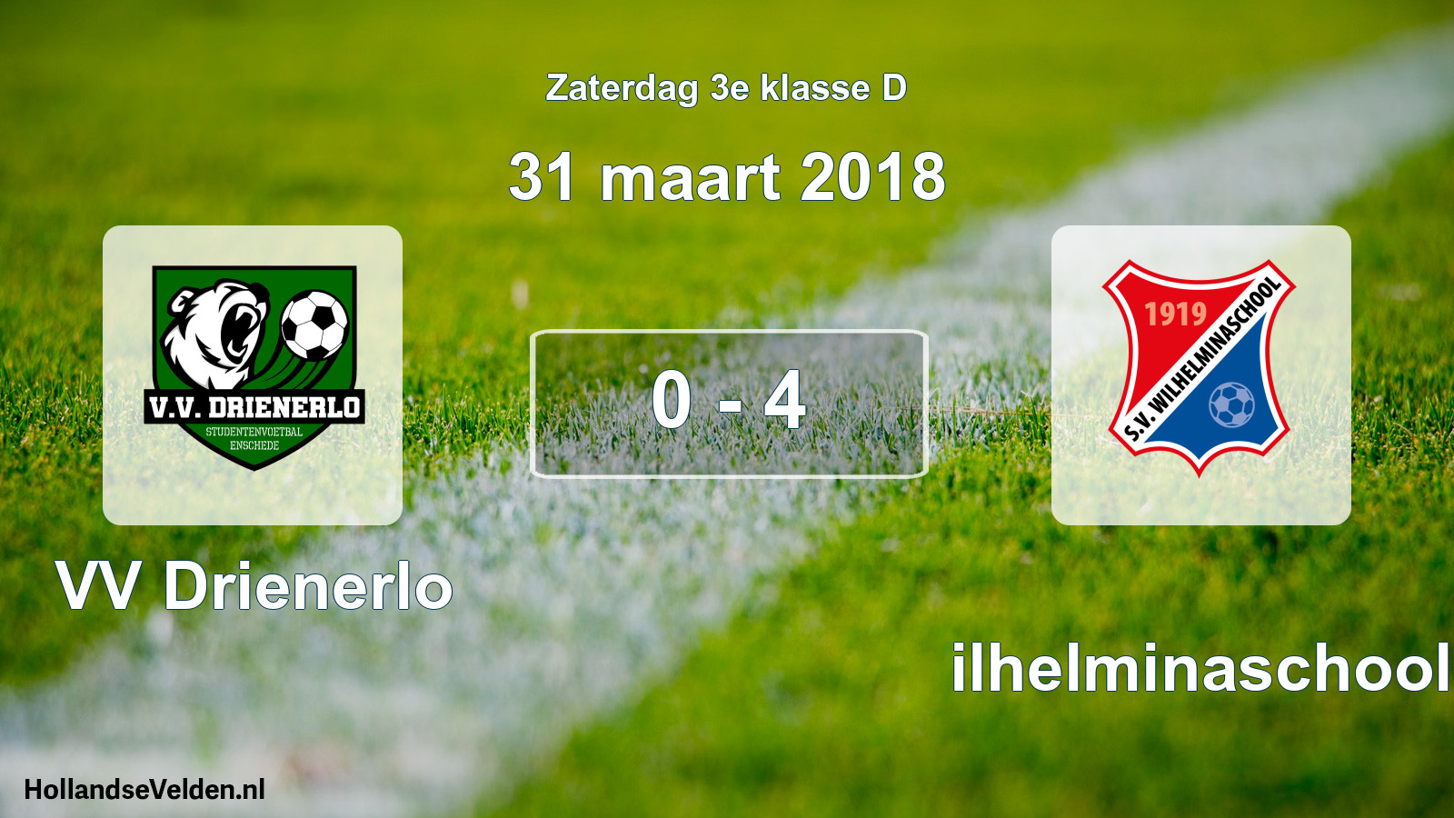 Total number of matches played: VV Drienerlo - Wilhelminaschool 0 - 4 (31 March 2018)