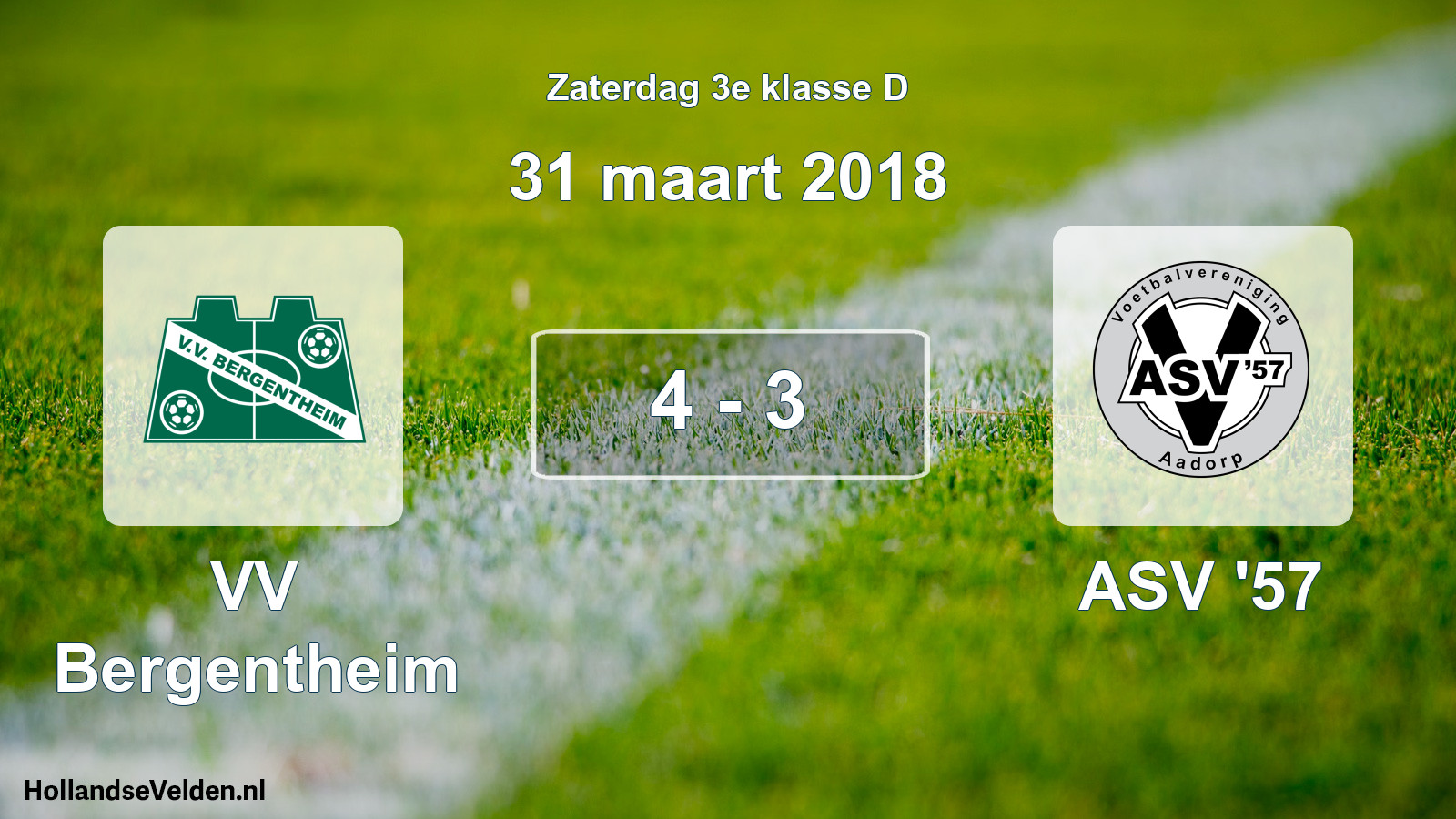 Total number of matches played: VV Bergentheim - ASV '57 4 - 3 (31 March 2018)