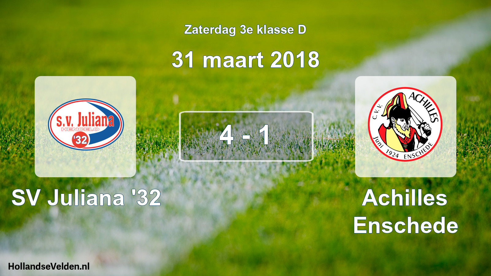 Total number of matches played: SV Juliana '32 - Achilles Enschede 4 - 1 (31 March 2018)