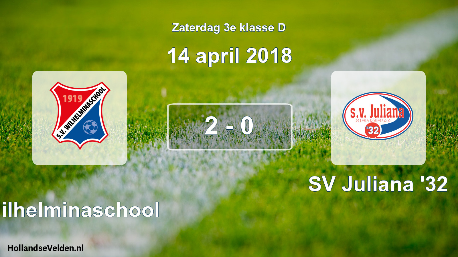 Total number of matches played: Wilhelminaschool - SV Juliana '32 2 - 0 (14 April 2018)