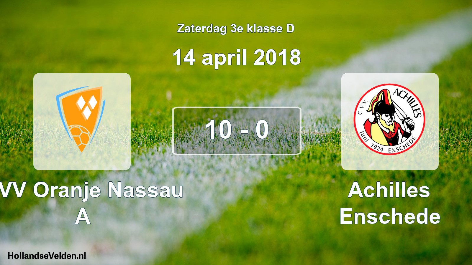 Total number of matches played: CVV Oranje Nassau A - Achilles Enschede 10 - 0 (14 April 2018)